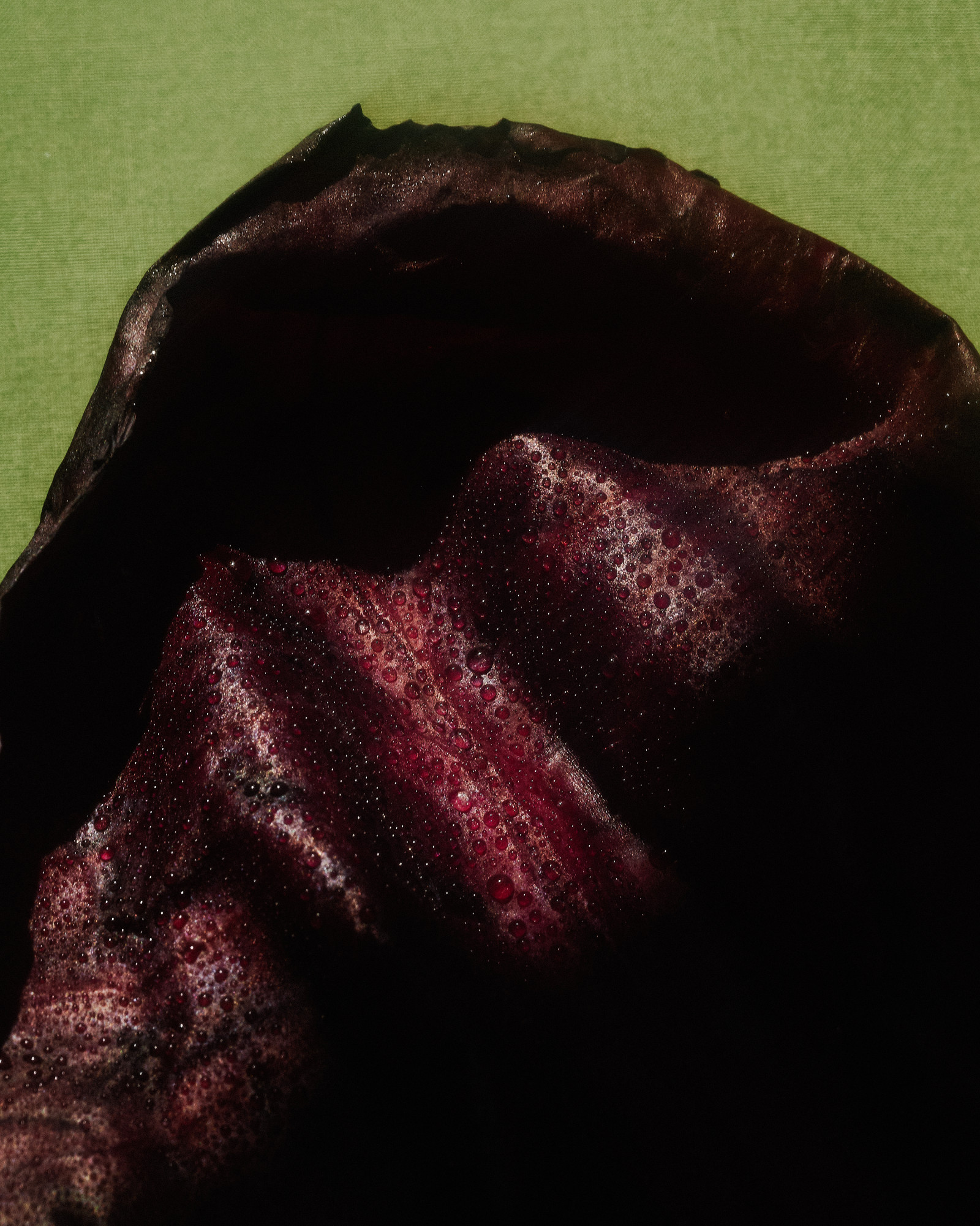 Close-up of deep red cabbage with a rich, sculptural texture